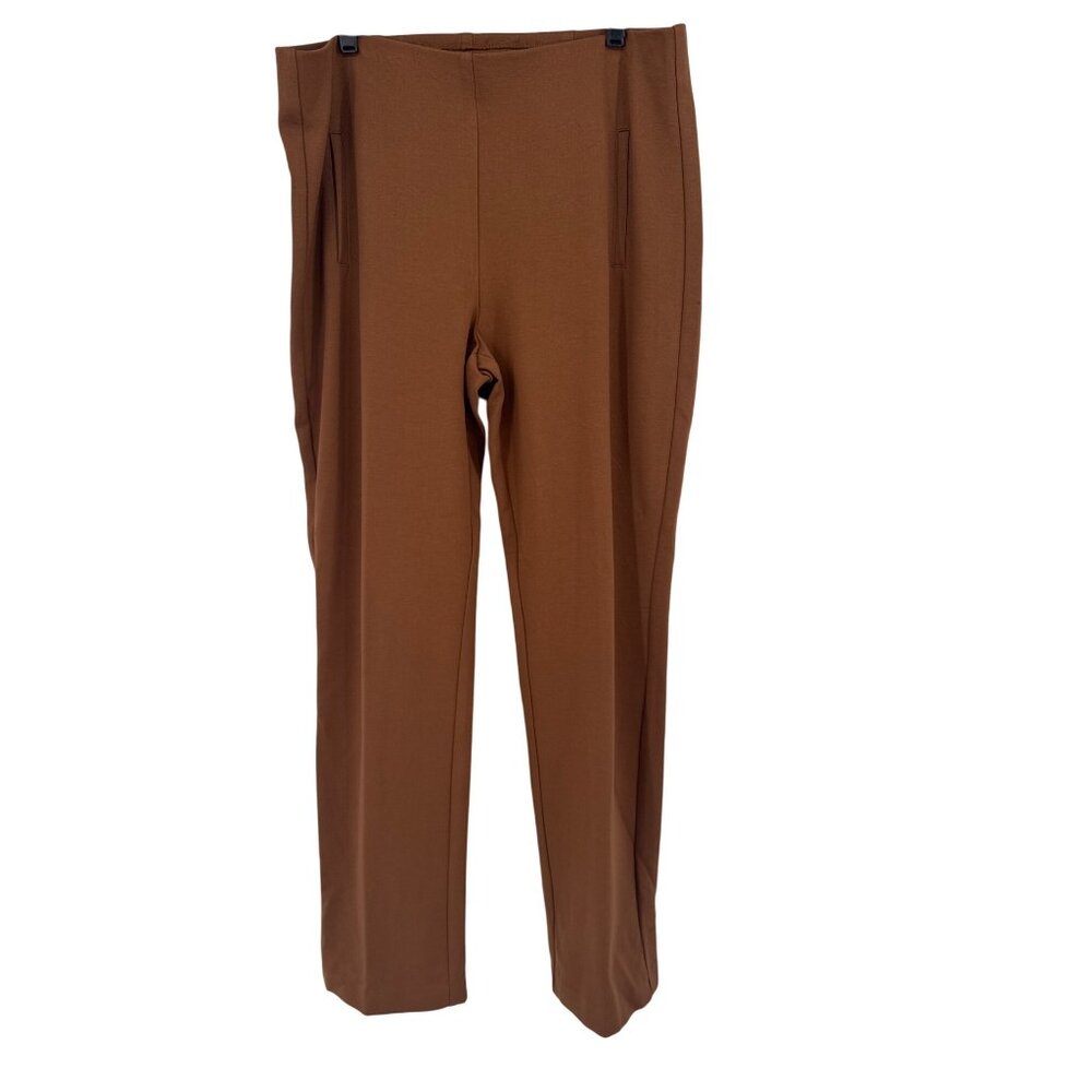 Chicos 2.5 Womens Regular Fit Brown ponte knit Pants Size 14 straight leg